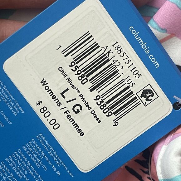 COLUMBIA Chill River Printed Dress Large Pink Colorful NEW Active Travel Floral - Picture 6 of 9